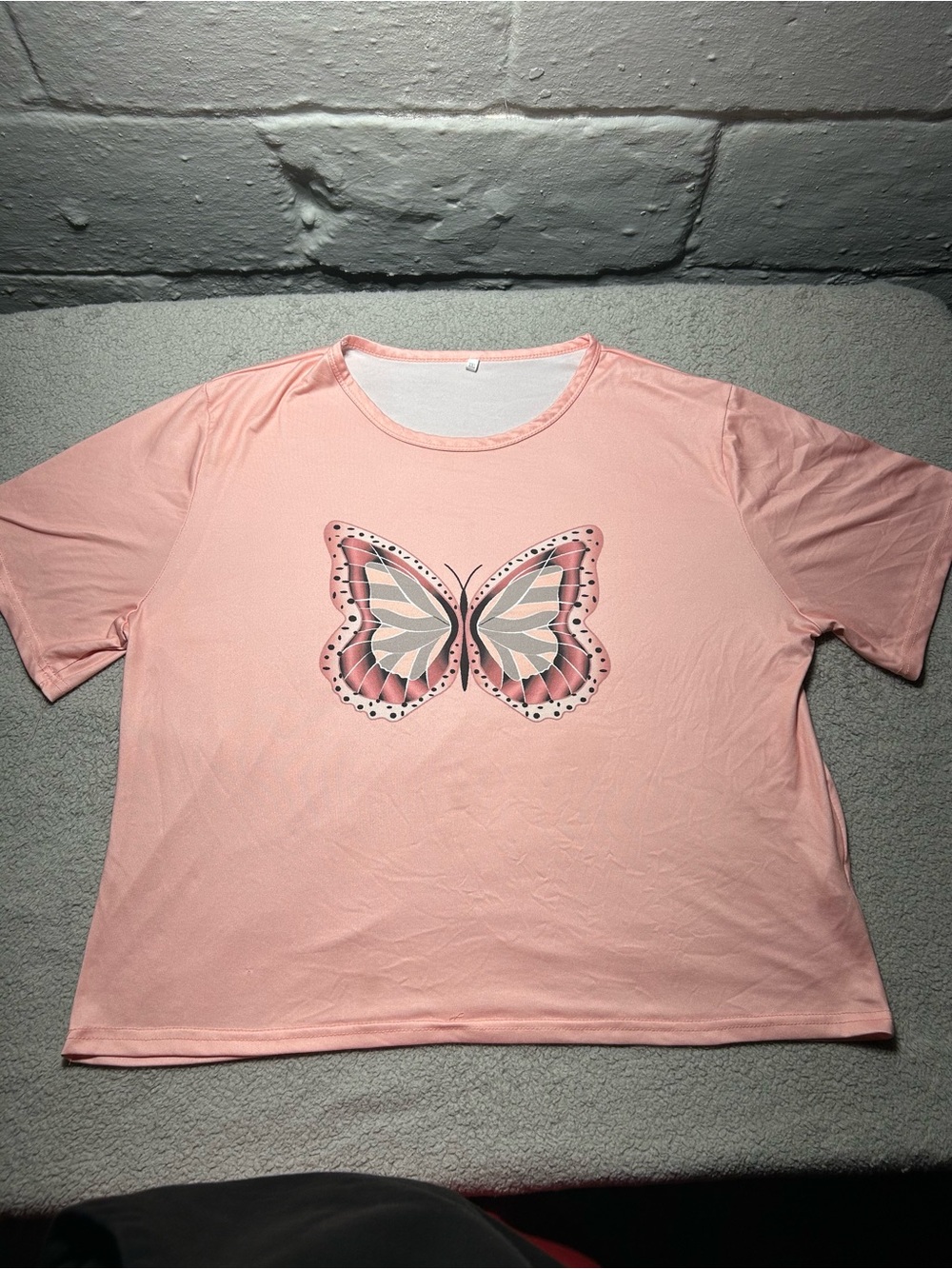 Women's Pink Butterfly Print Short Sleeve Tee